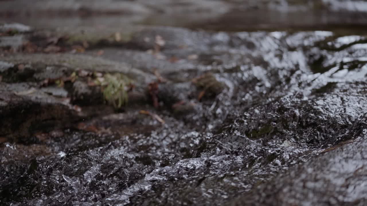 Close up Slow Motion of water creek river stream rapids