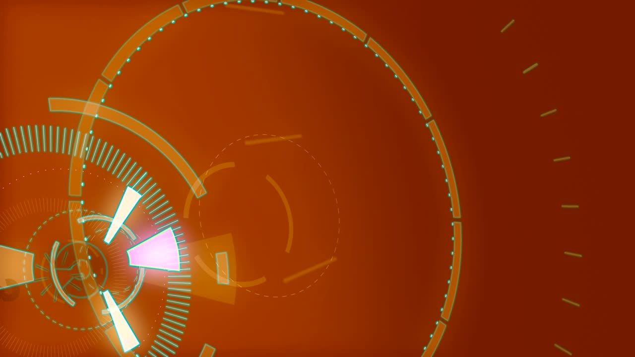 Red abstract round animation, hi-tech background with circles. Futuristic Sci-Fi HUD effect.