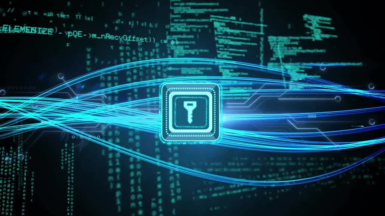 Animation of network of connections and data processing over key