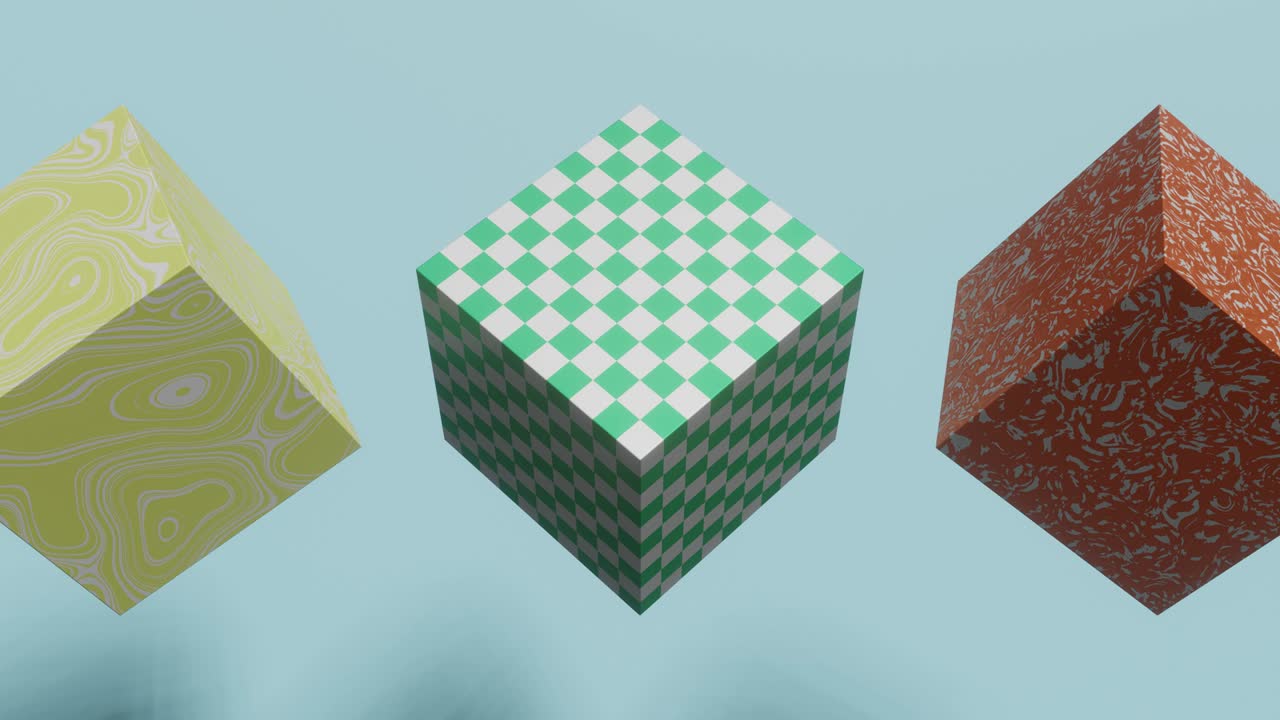 многоцветные кубики, анимированные на синем фоне. современная абстрактная бесшовная петля 3d-анимация