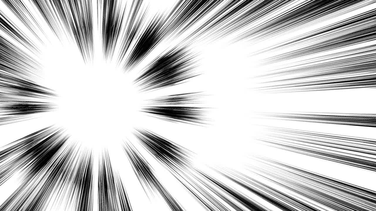 material cómico japonés. línea de velocidad, línea de efecto, línea de concentración. animación de bucle de línea concentrada de dibujos animados. marco de velocidad de manga. líneas radiales blancas y negras. alta velocidad.