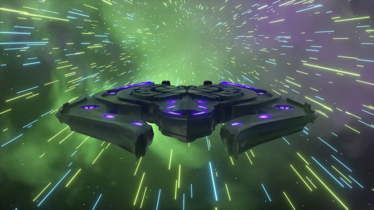 어두운 미래 우주선이 우주에서