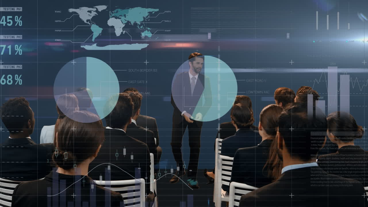 비즈니스 사람들과 디지털 인터페이스