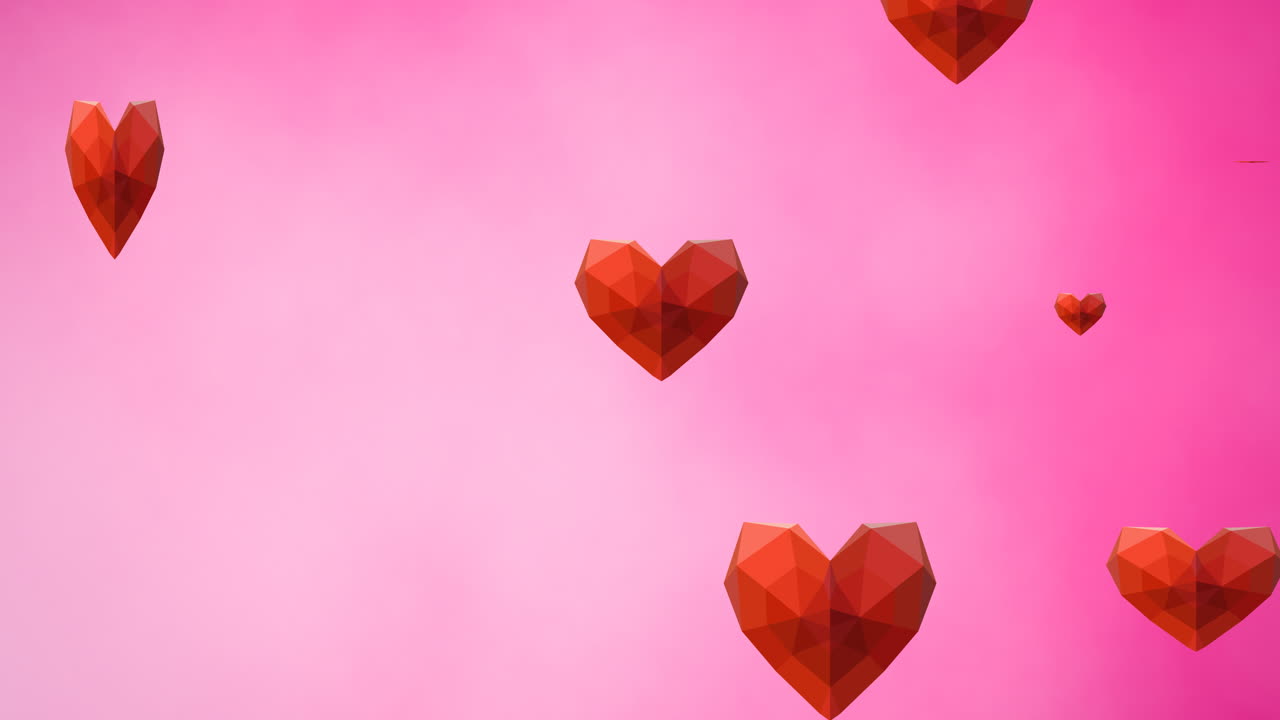 animación de corazones cayendo sobre un fondo rosado