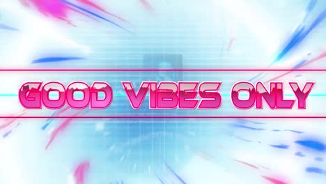 animation of good vibes only in digital abstract space with screen