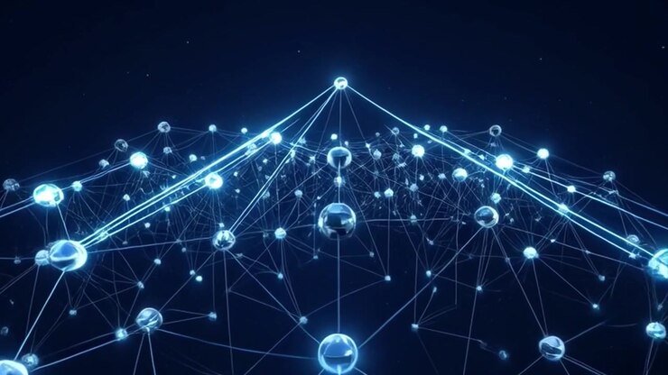 Abstract Digital Network Connection with Glowing Nodes and Lines
