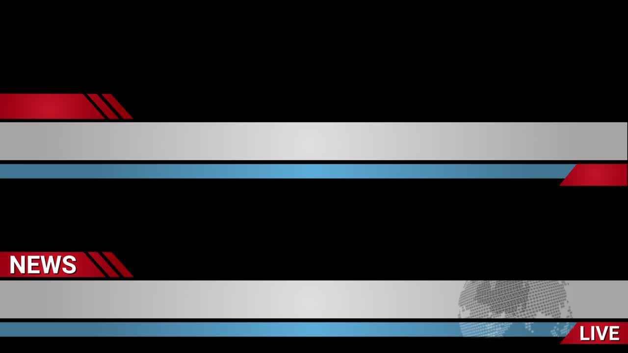 Breaking news headlines live for news events. Transition to Lower Third Title Strap on black background. Can be used with online media, TV and social media