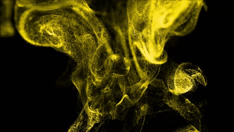 4k luminous particles move in liquid flow and stumble upon a force field in the center of frame pushing apart particles, place for text or a logo. luma matte as alpha channel. yellow