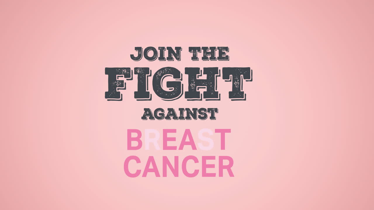 핑크색 배경에 나타나는 유방암 텍스트의 애니메이션