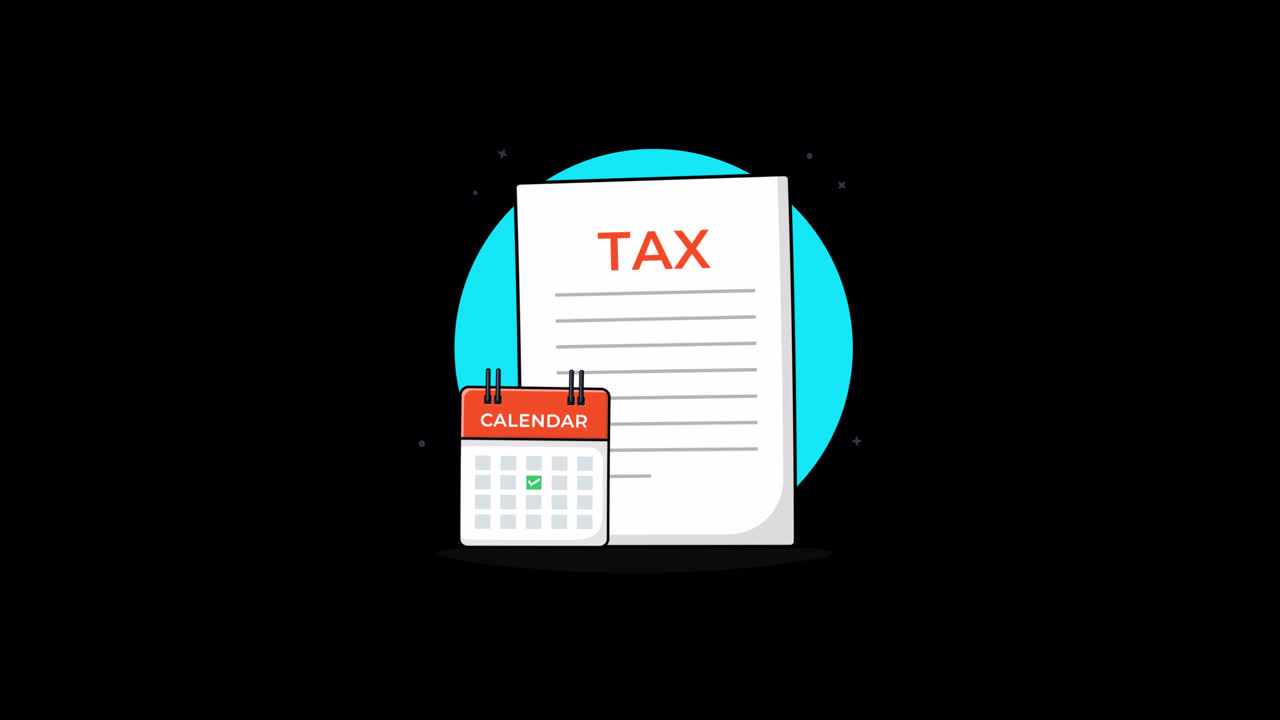 Illustrazione animata di documento fiscale e calendario con spunta