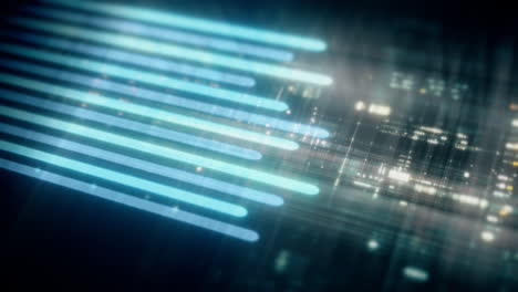Abstract particle motion with vibrant colors, digital flowing particles, VR, futuristic sci-fi, tech innovation, and immersive cyber space background
