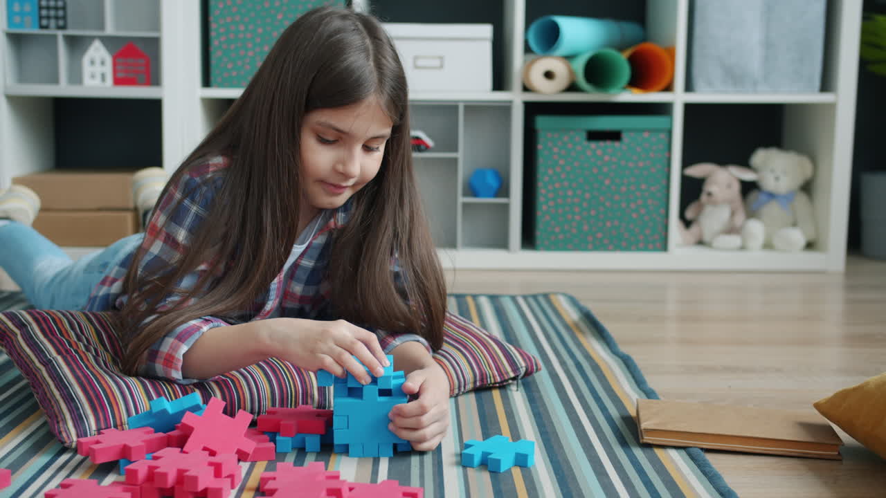 Girl Playing with Puzzles