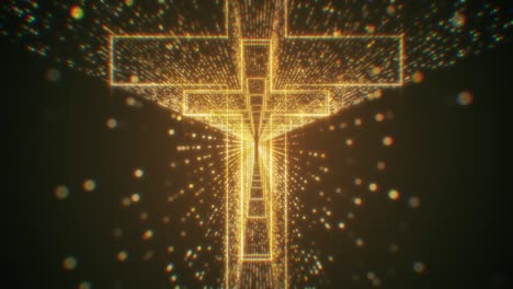 modern gold particle holy cross tunnel looping background