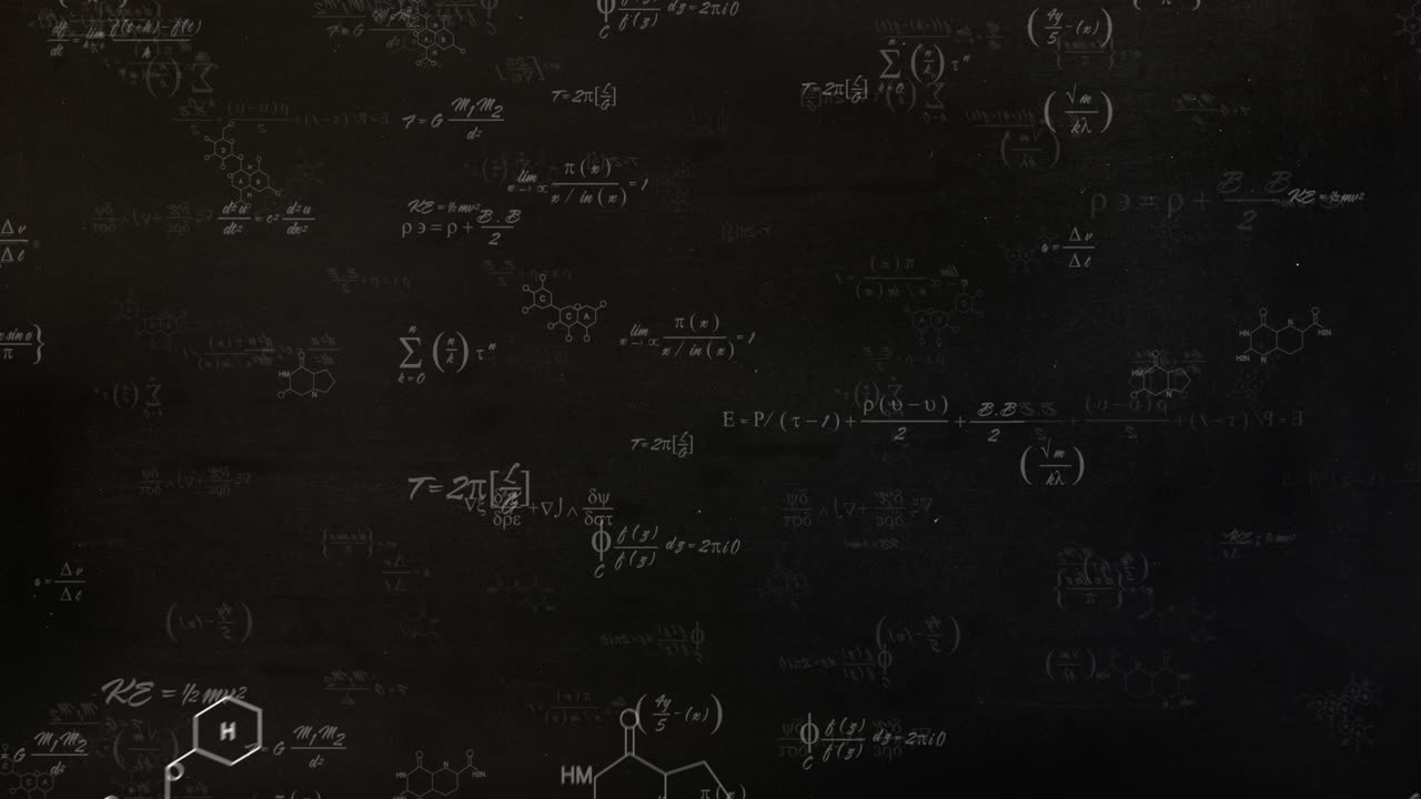 анимация математических уравнений на черном фоне
