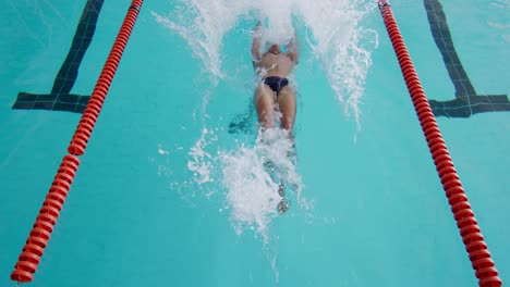 Schwimmer-Taucht-In-Den-Pool