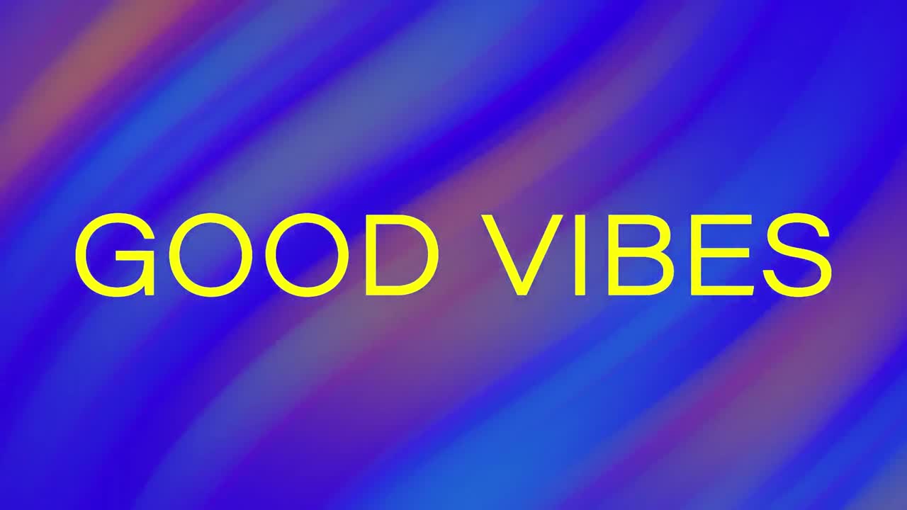 animación de buenos ritmos texto sobre formas en fondo azul