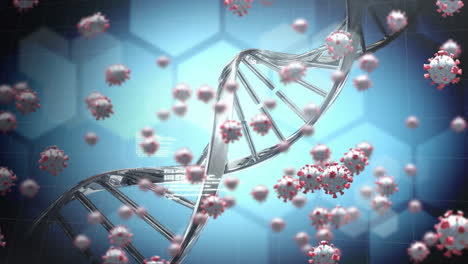 animación de células de macro coronavirus covid-19 que se extienden por el adn