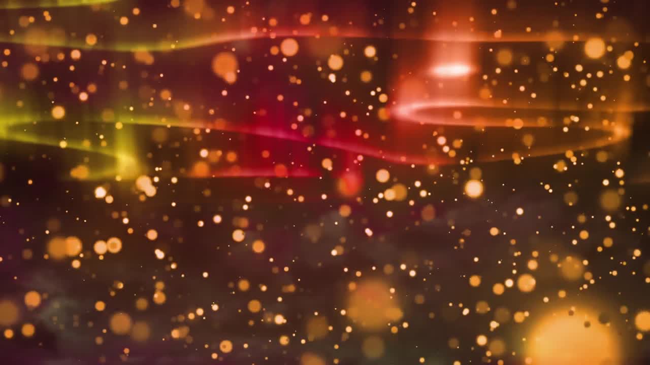 animación de luces y manchas de aurora boreal rojas y amarillas que se mueven sobre el cielo nocturno