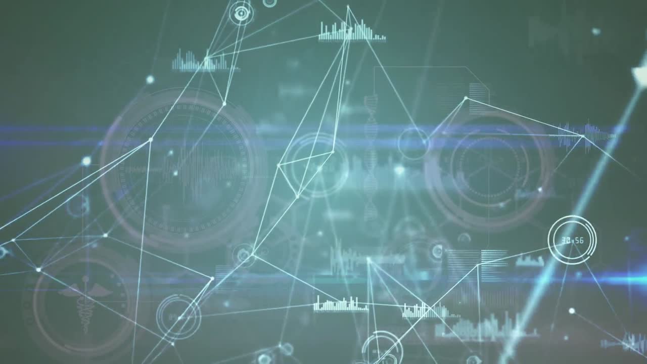 파란색 배경 위의 데이터 처리 애니메이션