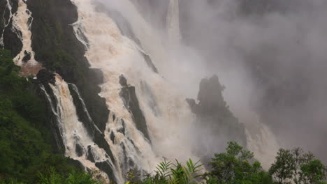 Wet-season-waterfall-flooding-at-Barron-Falls-in-Far-North-Queensland,-Australia