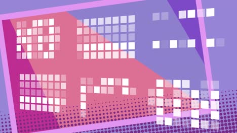 animación de luces sobre fondo violeta con formas geométricas