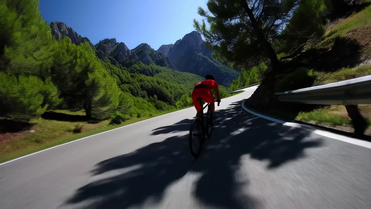 Cyclist on a Mountain Road