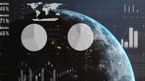 animación de las estadísticas y el procesamiento de datos financieros en todo el mundo