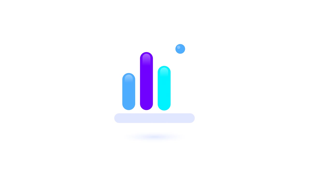 Grafico a barre 3D animato in crescita su sfondo bianco