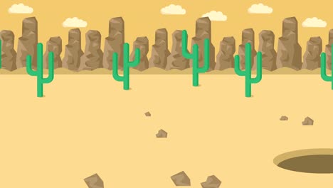 el hombre de negocios cae en el agujero. el fondo del desierto. el concepto de riesgo. ilustración de bucle en estilo plano.