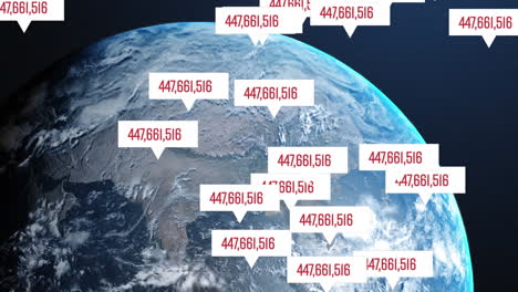 rising figures over planet earth.