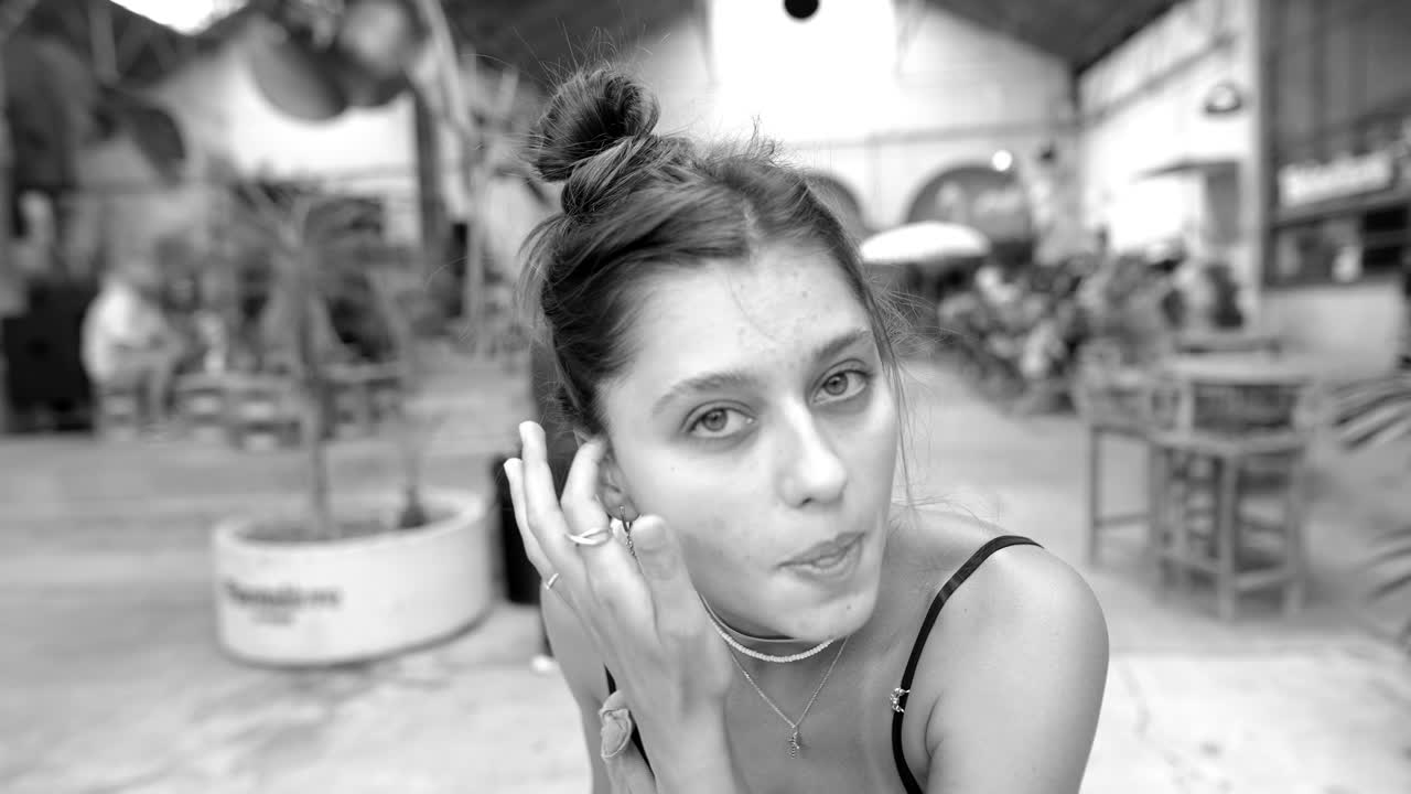 A woman's portrait in black and white