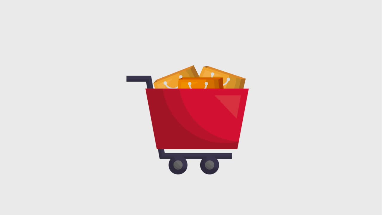 온라인 쇼핑 애니메이션 카트 및 가방 전자 상거래