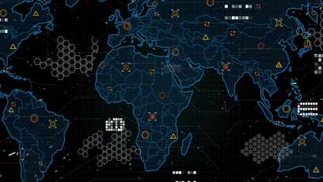 animating world map with data points and network connections for presentation