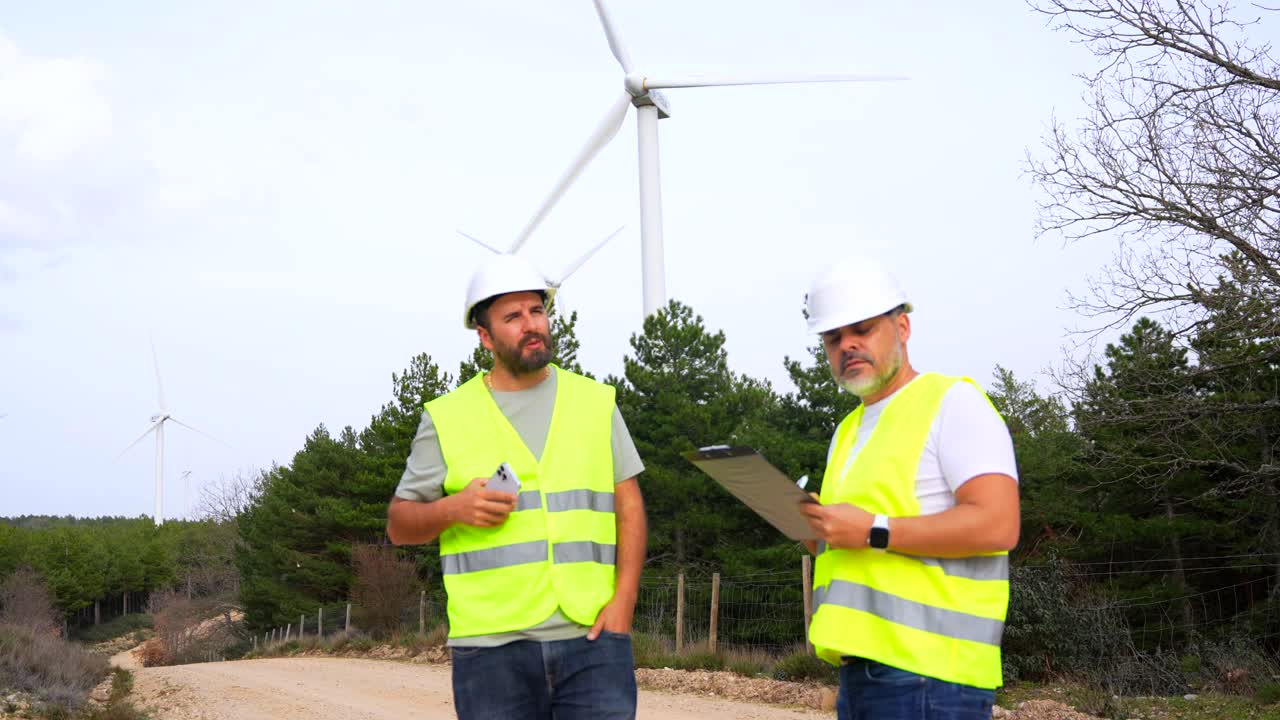 Engineers Inspecting Wind Turbines