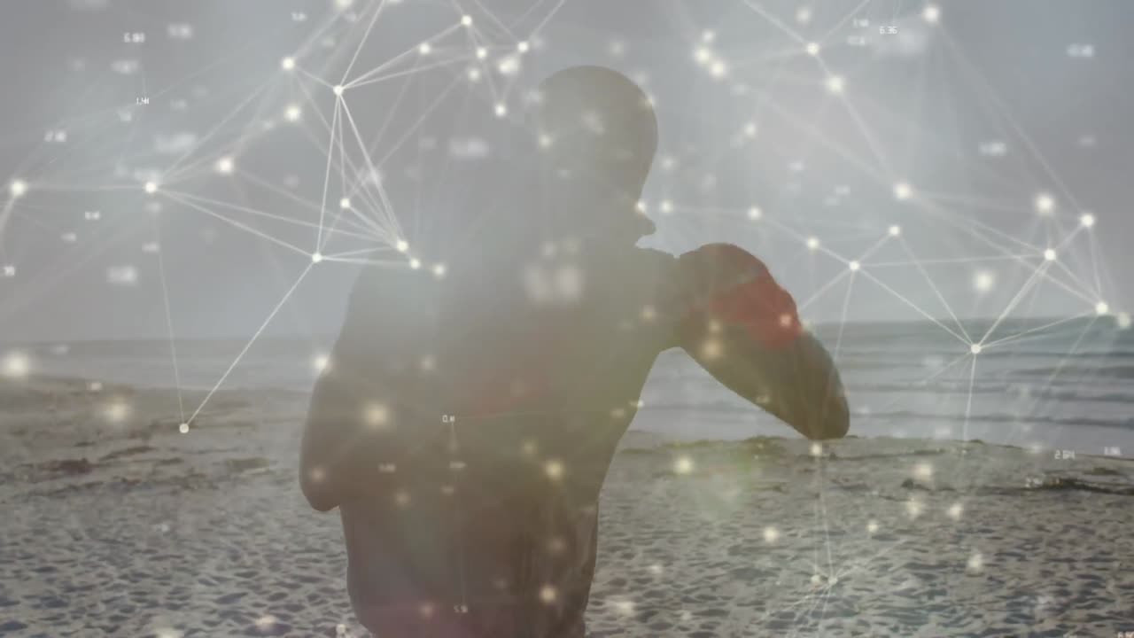 운동하는 아프리카계 미국인 남성에 대한 연결 네트워크의 애니메이션