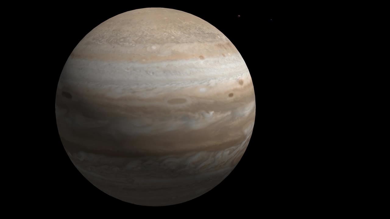 Large Jupiter isolated planet in the space, rotating on its axis