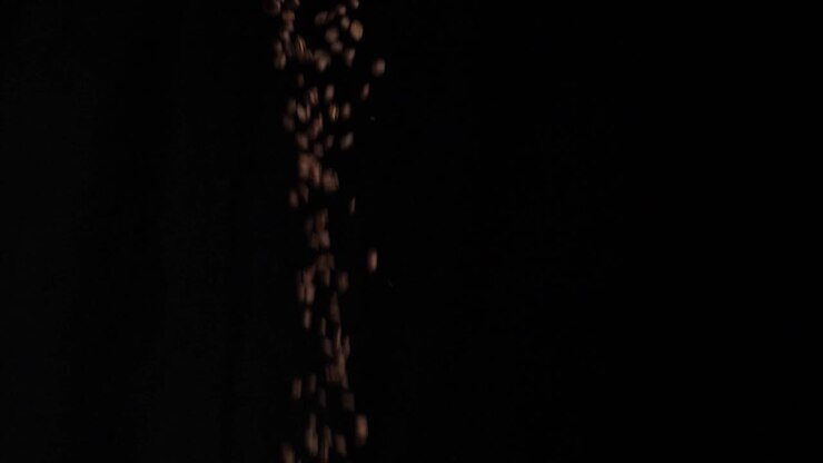 Coffee Beans Pouring With Black Background, Slow Motion