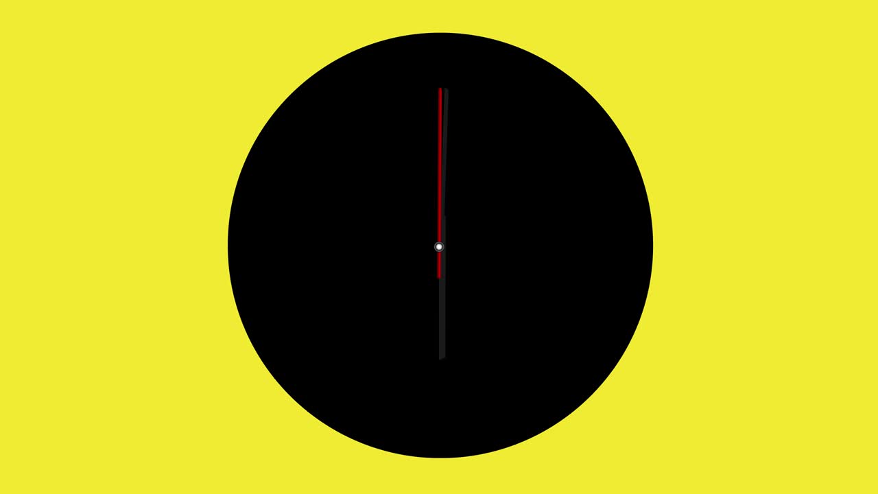 Clock timelapse looping 12 hours - Clock - Wall clock - Minimal abstract motion 3d rendering clock time concept time lapse hours - Clock Time Lapse - Clock time lapse loopable - 12 hours timelapse - Black color clock loop - Yellow Background - Clock Time