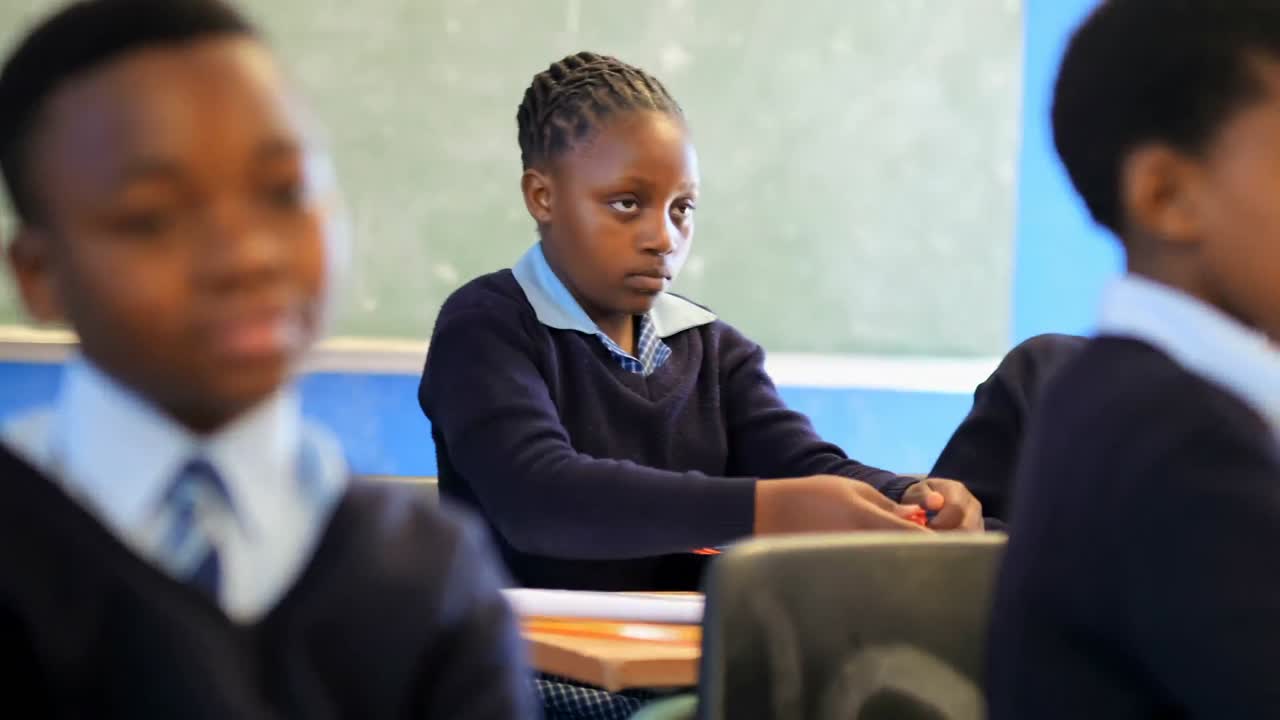 Schoolkids studying in the classroom 4k