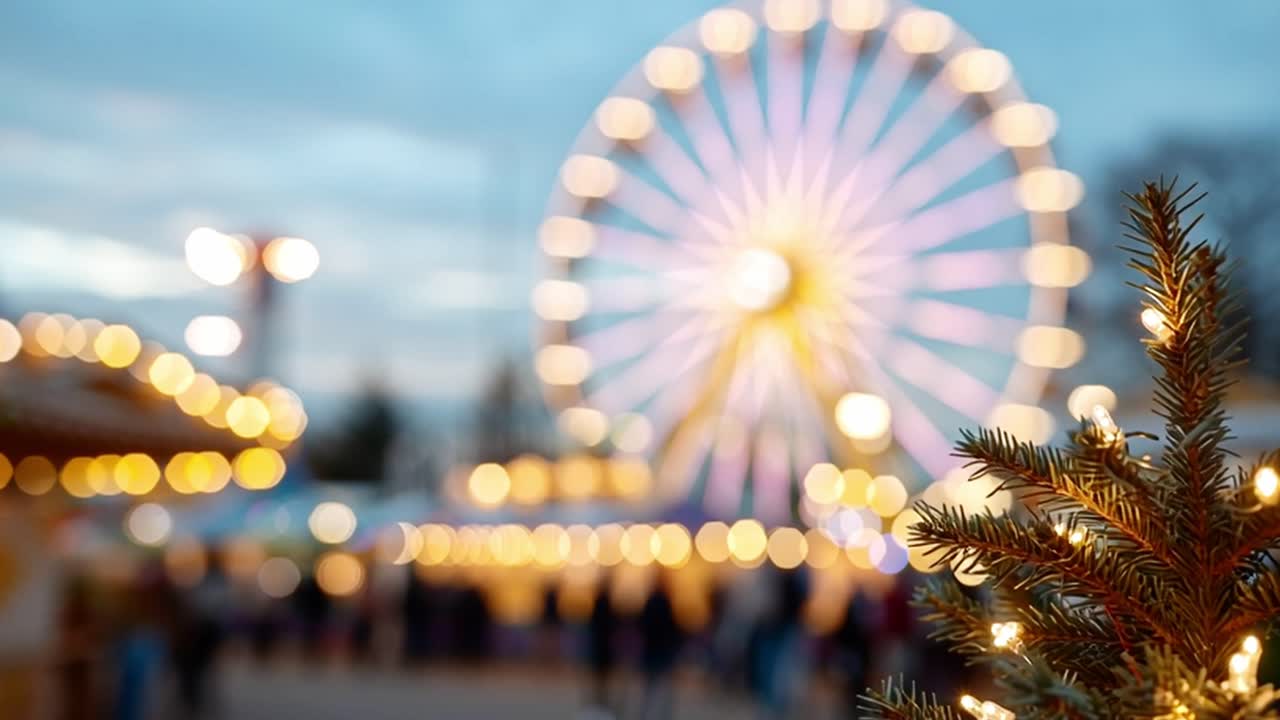 Festive Ferris Wheel and Christmas Tree