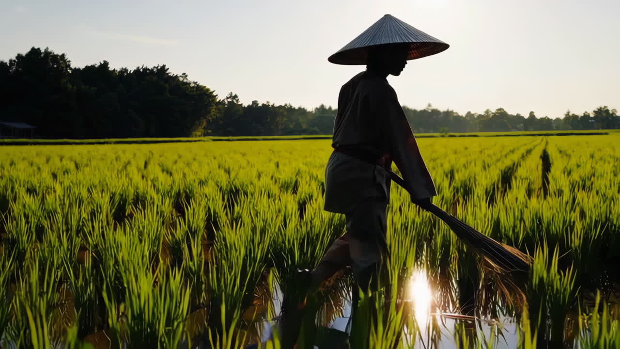 Sunrise Rice Paddy Field