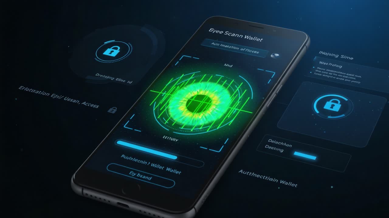 Advanced Biometric Security Interface: A Close Look at the Eye Scan Wallet Application Featuring Cutting-Edge Digital Authentication Technology