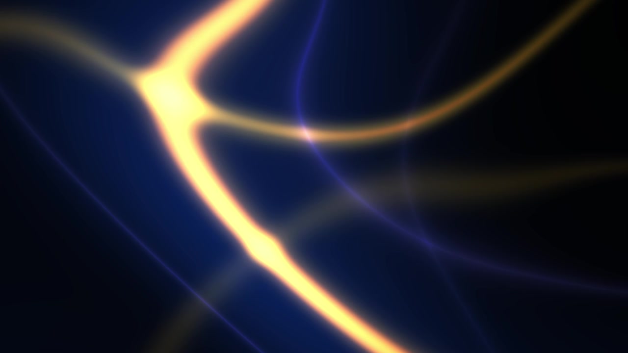Sfondo animato astratto con onde luminose dorate e blu incandescenti