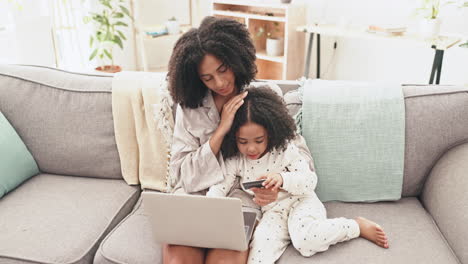 online shopping, laptop and mother with child