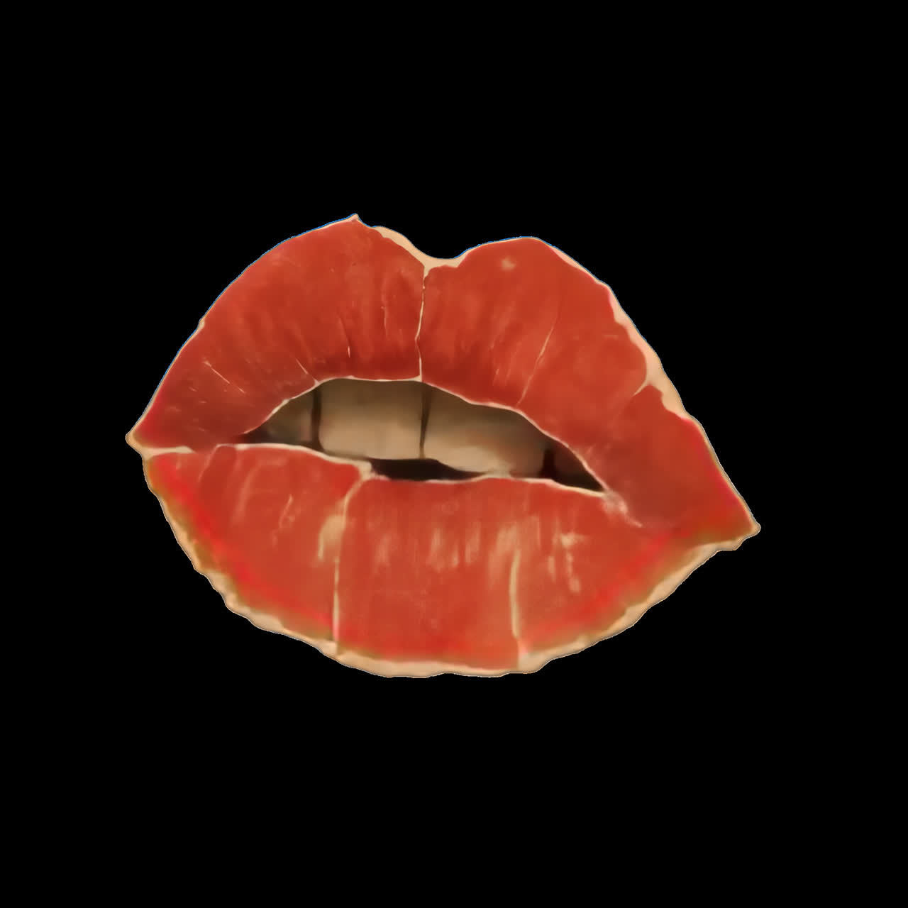 Artistic lips collage design animation isolated asset, transparent 4K video, alpha channel, ProRes