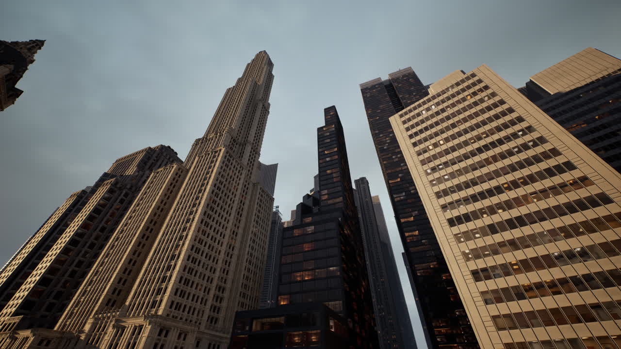 mirando los rascacielos de manhattan con los cielos