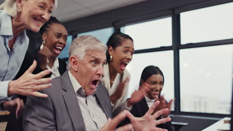celebration, applause and business people