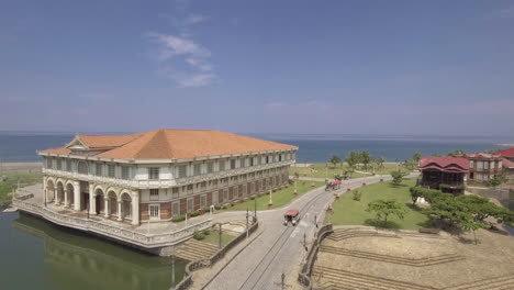 aerial footage of old building in las casas filipinas de acuzar