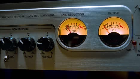 cinemagraph of an analog vu meter moves in sync with sound level