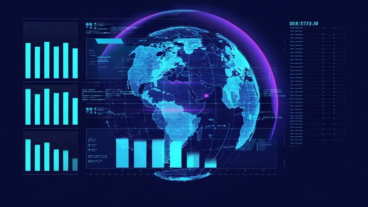 Futuristic Global Data Network Visualization